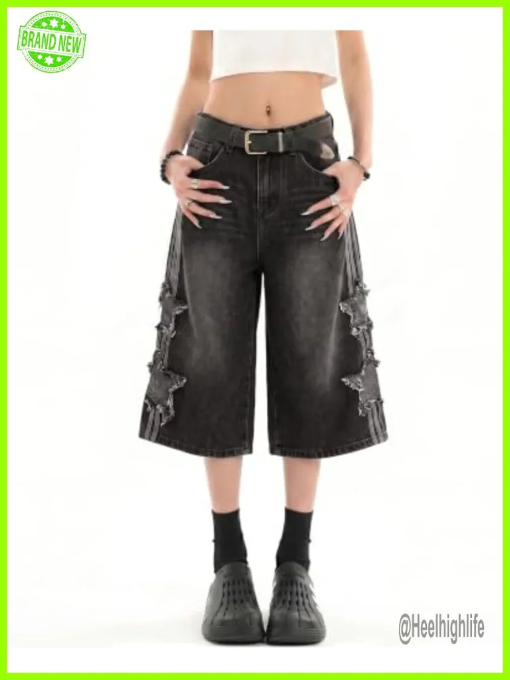 Baggy Jorts Women Star Jean Shorts Y2K Capri Denim High Rise